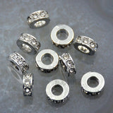 Zircon Pave Rhinestones Spacer Rondelle Connector Metal Finding Charm Beads