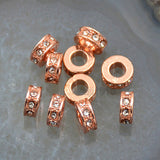 Zircon Pave Rhinestones Spacer Rondelle Connector Metal Finding Charm Beads