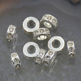Zircon Pave Rhinestones Spacer Rondelle Connector Metal Finding Charm Beads
