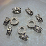 Zircon Pave Rhinestones Spacer Rondelle Connector Metal Finding Charm Beads