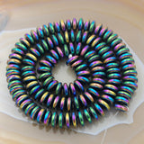 Natural Hematite Gemstone Rondelle Loose Beads on a 15.5" Strand