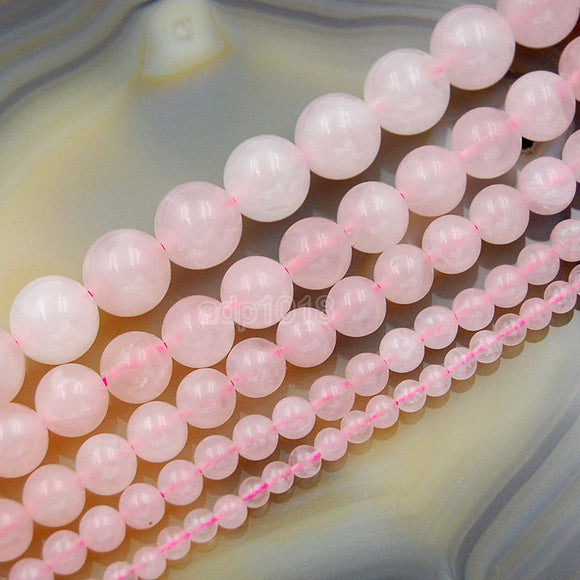 Natural Rose Quartz Round Loose Beads on a 15.5