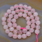 Faceted Natural Rose Quartz Gemstone Round Loose Beads on a 15.5" Strand