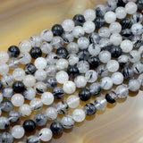 Natural Rutilated Quartz Gemstone Round Loose Beads on a 15.5" Strand