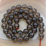 Natural Smoky Quartz Gemstone Round Loose Beads on a 15.5" Strand
