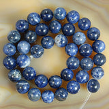 Natural Blue Sodalite Round Loose Beads on a 15.5" Strand