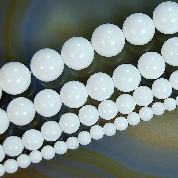 Natural White Coral Gemstone Round Loose Beads on a 15.5