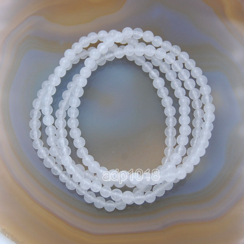 Natural White Jade Gemstone Beads Stretch Bracelet Healing Reiki – AD Beads