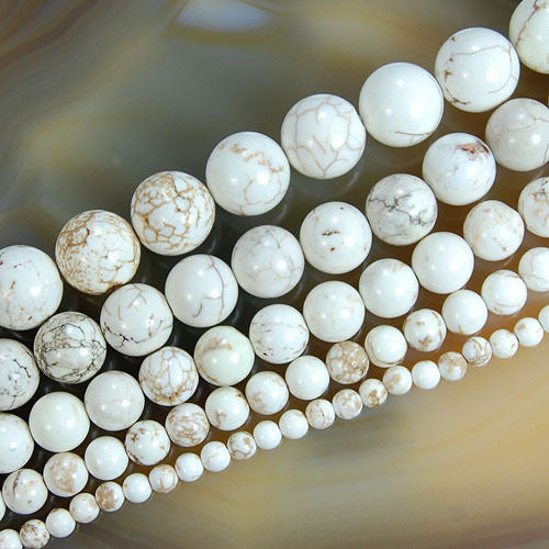 White Turquoise Round Loose Beads on a 15.5