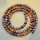 Natural Yellow Blue Sandstone Gemstone Round Loose Beads on a 15.5" Strand