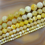 Faceted Natural Yellow Fire Agate Gemstone Round Loose Beads on a 15.5" Strand
