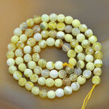 Faceted Natural Yellow Fire Agate Gemstone Round Loose Beads on a 15.5" Strand