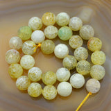 Faceted Natural Yellow Fire Agate Gemstone Round Loose Beads on a 15.5" Strand