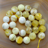 Faceted Natural Yellow Fire Agate Gemstone Round Loose Beads on a 15.5" Strand