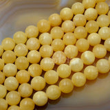 Natural Yellow Jade Gemstone Round Loose Beads on a 15.5" Strand