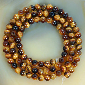 Natural Yellow Tiger's Eye Gemstone Round Loose Beads on a 15.5" Strand