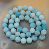 Matte Natural Blue Amazonite Gemstone Round Loose Beads on a 15.5" Strand