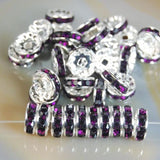Czech Crystal Rhinestones Spacer Silver Rondelle Connector Charm Beads 100 Pcs (Colored)