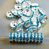 Czech Crystal Rhinestones Spacer Silver Rondelle Connector Charm Beads 100 Pcs (Colored)
