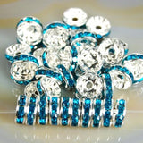 Czech Crystal Rhinestones Spacer Silver Rondelle Connector Charm Beads 100 Pcs (Colored)