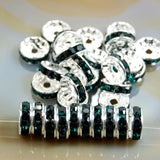 Czech Crystal Rhinestones Spacer Silver Rondelle Connector Charm Beads 100 Pcs (Colored)
