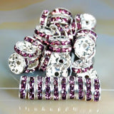 Czech Crystal Rhinestones Spacer Silver Rondelle Connector Charm Beads 100 Pcs (Colored)