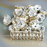 Czech Crystal Rhinestones Spacer Silver Rondelle Connector Charm Beads 100 Pcs (Colored)