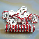 Czech Crystal Rhinestones Spacer Silver Rondelle Connector Charm Beads 100 Pcs (Colored)