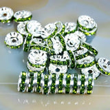 Czech Crystal Rhinestones Spacer Silver Rondelle Connector Charm Beads 100 Pcs (Colored)
