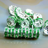 Czech Crystal Rhinestones Spacer Silver Rondelle Connector Charm Beads 100 Pcs (Colored)