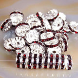 Czech Crystal Rhinestones Spacer Silver Rondelle Connector Charm Beads 100 Pcs (Colored)
