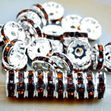 Czech Crystal Rhinestones Spacer Silver Rondelle Connector Charm Beads 100 Pcs (Colored)