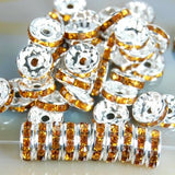 Czech Crystal Rhinestones Spacer Silver Rondelle Connector Charm Beads 100 Pcs (Colored)
