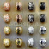 Zircon Pave Rhinestones Spacer 3 Row Rondelle and Hexagon Connector Metal Finding Charm Beads (5pc)