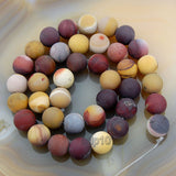 Matte Natural Moukaite Jasper Gemstone Round Loose Beads on a 15.5" Strand