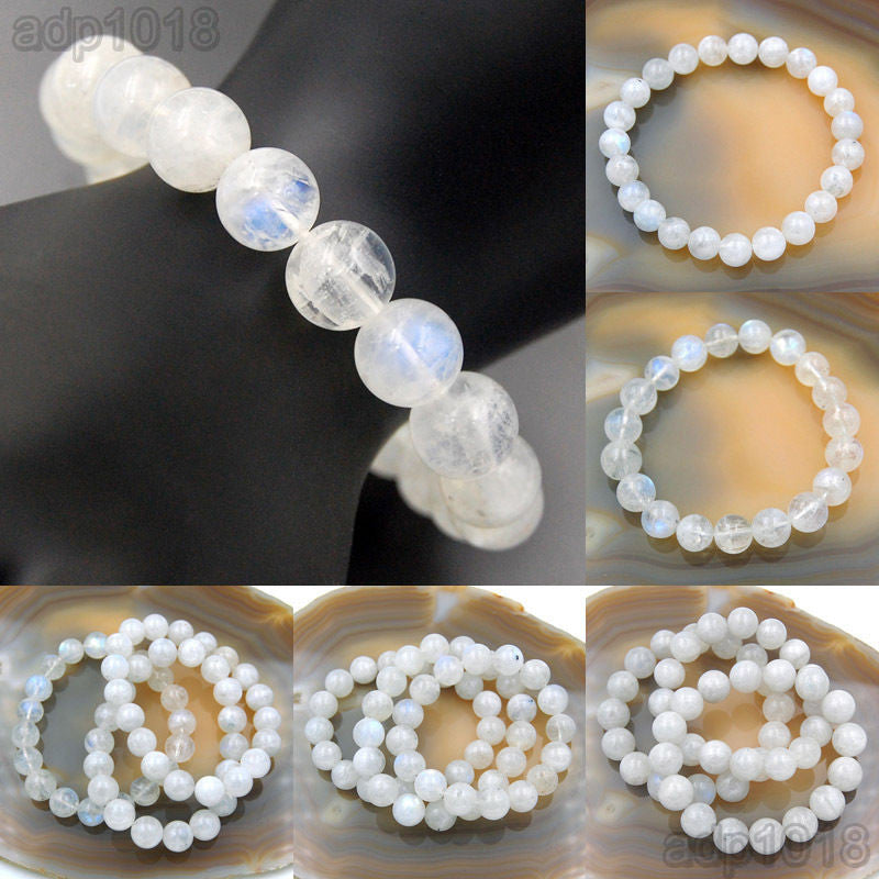 Natural Blue Rainbow Flash Moonstone Gemstone Round Beads For Jewelry  Making 15