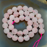 Matte Natural Rose Quartz Gemstone Round Loose Beads on a 15.5" Strand