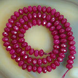 Faceted Ruby Jade Rondelle Beads 15" 2x4mm 3x5mm  4x6mm 5x8mm 6x10mm