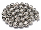 AD Beads 6mm 8mm 10mm Metallic Titanium Coated Rock Lava Gemstones Round Beads 15"