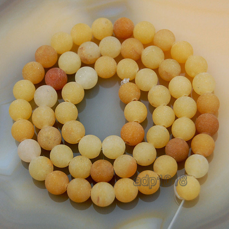 Vintage Marbled Yellow Giant Textured Round Beads