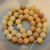 Matte Natural Yellow Aventurine Gemstone Round Loose Beads on a 15.5" Strand
