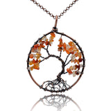 Tree of Life Pendant Necklace Chakra Gemstone 50mm Copper Wrap
