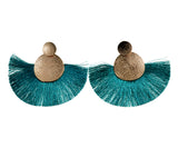 Fashion Silk Tassel Vintage Retro Bohemian Fan Fringe Dangle Gold Earrings