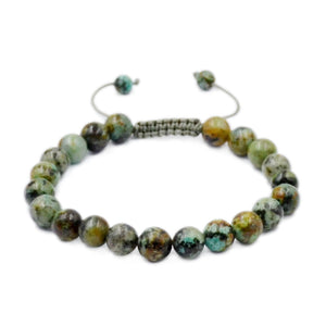 Natural African Turquoise 8mm Gemstone Healing Power Crystal Adjustable Macrame Bracelet