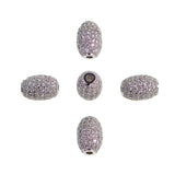 Oval Cubic Zirconia Rhinestones Spacer 18K Plated Metal Finding Connector Charm Beads