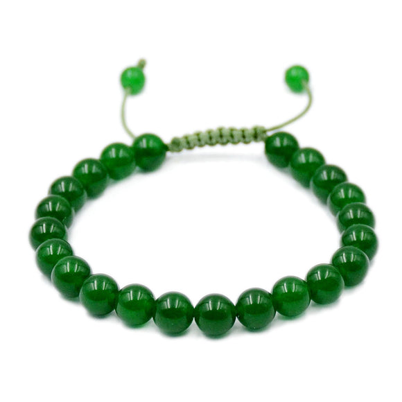 Natural Green Jade 8mm Gemstone Healing Power Crystal Adjustable Macrame Bracelet