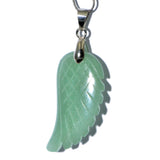 Natural Gemstone Carved Angel Wing Reiki Chakra Healing Necklace Pendant