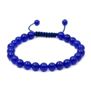 Natural Blue Jade 8mm Gemstone Healing Power Crystal Adjustable Macrame Bracelet