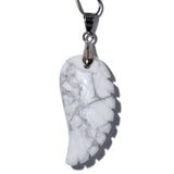 Natural Gemstone Carved Angel Wing Reiki Chakra Healing Necklace Pendant