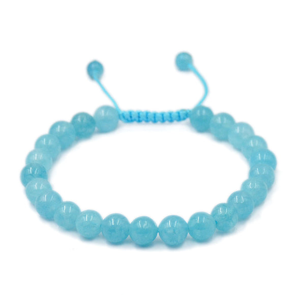 AQUAMARINE & MORGANITE Crystal Bracelet - Round Beads - Beaded Bracele –  Throwin Stones